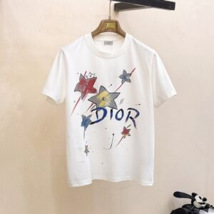 디올 페인팅 패션 라운드넥 반팔 티셔츠