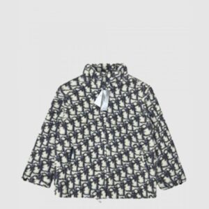 D-자형 호스슈 프린트 자카드 셰르파 플리스 자켓