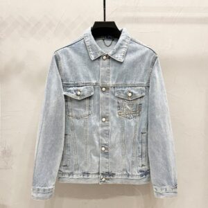 루이비통 LV25 신상 한정판 포켓 라지 로고 레터링 골드실 자수 데님 재킷