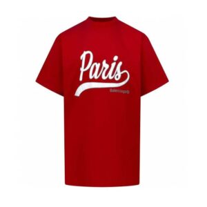 발렌시아가 2025 파리스 프린팅 레드컬러 반팔 티셔츠