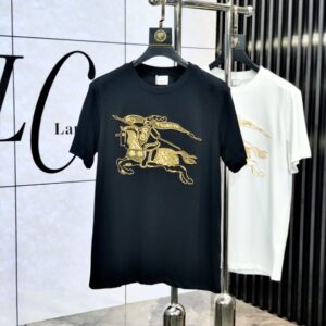 버버리 최신 반팔 라운드넥 티셔츠, 고급 맞춤 디자인, 아방가르드 패션