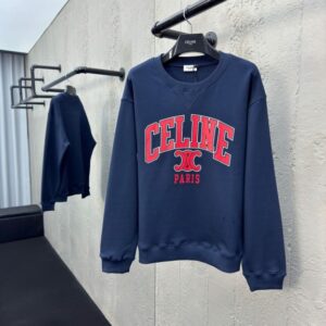 셀린* 2025 트리옴페 아치로고 프린팅 맨투맨 티셔츠 네이비컬러