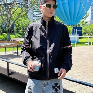 톰브라운 클래식 더블 슬리브 라벨 리본 스트라이프 하이엔드 씬 선 프로텍션 재킷