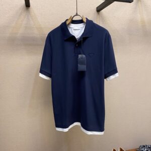 프라다 폴로 셔츠 리브 칼라 이중 니들베드