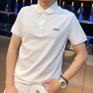 제냐 라펠 반팔 롤로 셔츠