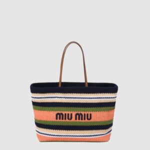 미우미우 라피아 앤 코튼 토트백 5BG228