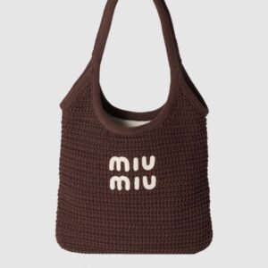 미우미우 아이비 라피아 효과 우븐 토트 백 5BG231