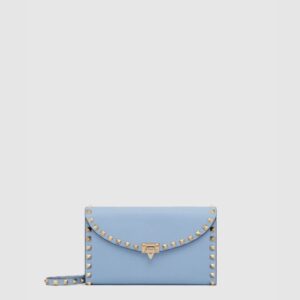 발렌티노 락스터드 그레인 송아지 가죽 체인 지갑