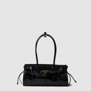 프라다 미디엄 나플락 페이턴트 가죽 핸드백 1BA426