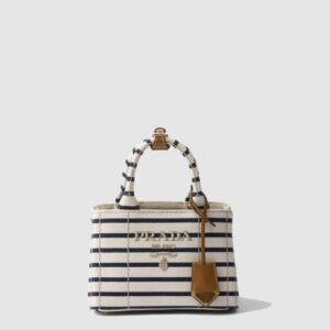 프라다 스트라이프 코튼 캔버스 미니백 1BA038