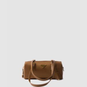 프라다 자물쇠가 있는 미디엄 리나일론 및 가죽 탑 핸들 백 1BB127