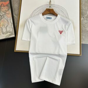 프라다 코튼 라운드 넥 반팔 티셔츠