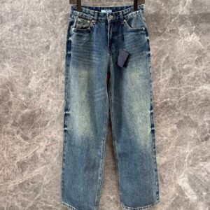 프라다 클래식 트라이앵글 라벨 데님 팬츠