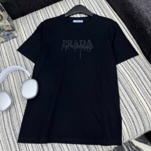 프라다 자수 로고 반팔 티셔츠