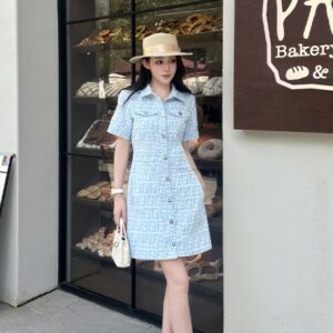 펜디 2025 신상품 라펠 자카드 드레스 맞춤형 YB 수입 자카드 순면 소재