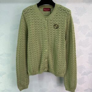 구찌 캐시미어 홀로우 브로치 니트 카디건