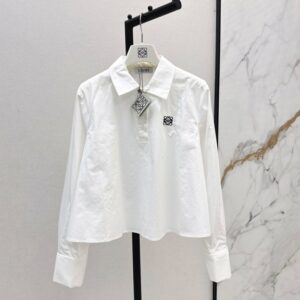 로에베 초가을 로고 자수 장식 베이비 A라인 테일러드 라펠 셔츠