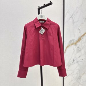 로에베 초가을 로고 자수 장식 베이비 A라인 테일러드 라펠 셔츠