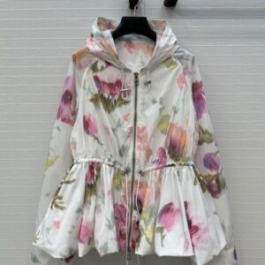 로에베 플라워 프린트 선스크린 후드 얇은 재킷