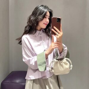 로에베 타로 퍼플 사다리꼴 컷 셔츠