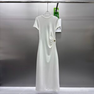 로에베 골드 버튼 헵번 스타일 플리츠 드레스