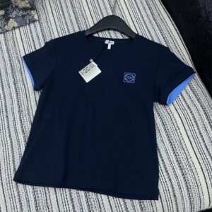 로에베 배색 자수 반팔 티셔츠