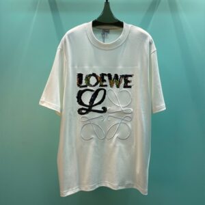 로에베 남여공용 프리트 자수 티셔츠