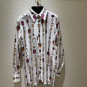 루이비통 다이아몬드 체인 프린트 실크 탑 블라우스