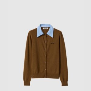 미우미우 카라 장식 캐시미어 가디건