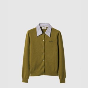 미우미우 카라 장식 캐시미어 가디건