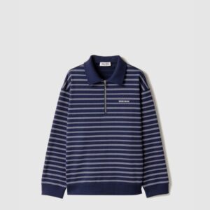 미우미우 스트라이프 지퍼 폴로 셔츠