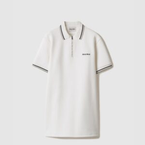 미우미우 본디드 피케 및 테크니컬 저지 드레스 MF5909