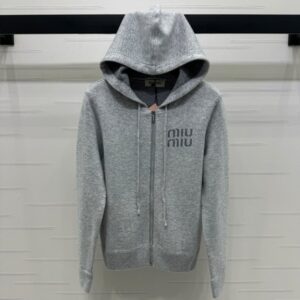 미우미우 레터 자카드 니트 후드 가디건