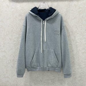 미우미우 지적이고 패셔너블한 오버사이즈 후드 스웨터 양면 디자인 재킷