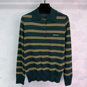 미우미우 니트 옷깃 긴팔 클래식 스트라이프