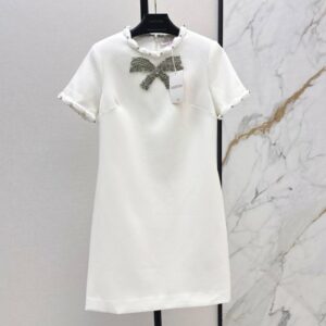 발렌티노 리본 장식 라인스톤 장인정신 장식 드레스