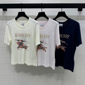 버버리 워호스 로고 니트 반팔 티셔츠