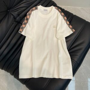 버버리 슬리브 스플라이싱 클래식 플레드 반팔 티셔츠