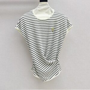 버버리 크로스버클 디자인 반팔 스트라이프 스웨터