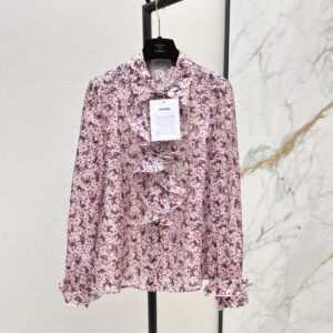 샤넬 100% 실크 셔츠