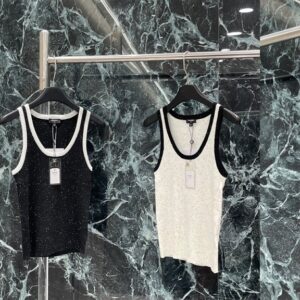 샤넬 콘트라스트 컬러 니트 베스트