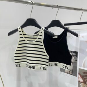 셀린* 가로 줄무늬 면 울 혼방 조끼