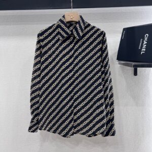 셀린* 프린트 체인 로고 100%실크 셔츠