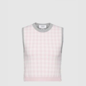 톰브라운 펀믹스 깅엄 체크 자카드 메리노 울 쉘 탑