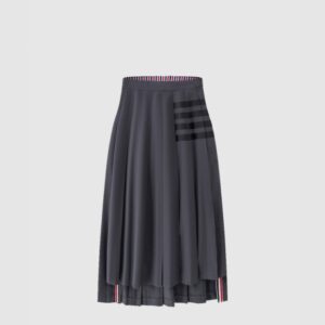 톰브라운 플레인 위브 4바 플리츠 미디 스커트