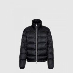 오블리크 다운 재킷 블랙 테크니컬 자카드
