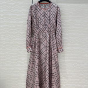 버버리 100% 실크 프린트 드레스