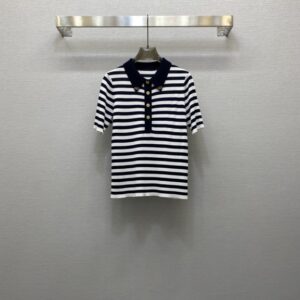 발렌티노 실크 스트라이프 캐주얼 티셔츠
